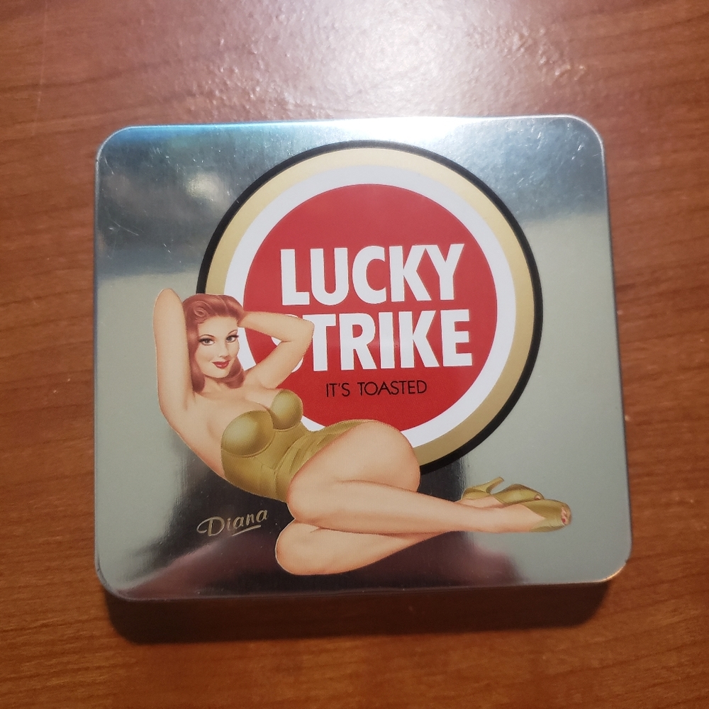 Lucky strike tin container